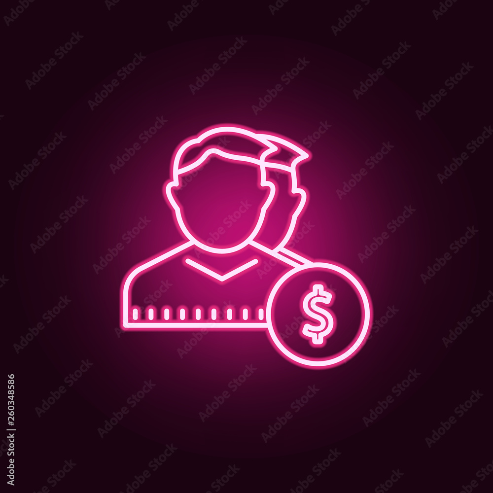 users in dollars neon icon. Elements of Banking set. Simple icon for websites, web design, mobile app, info graphics users in dollars neon icon. Elements of Banking set. Simple icon for websites, web design, mobile app, info graphics