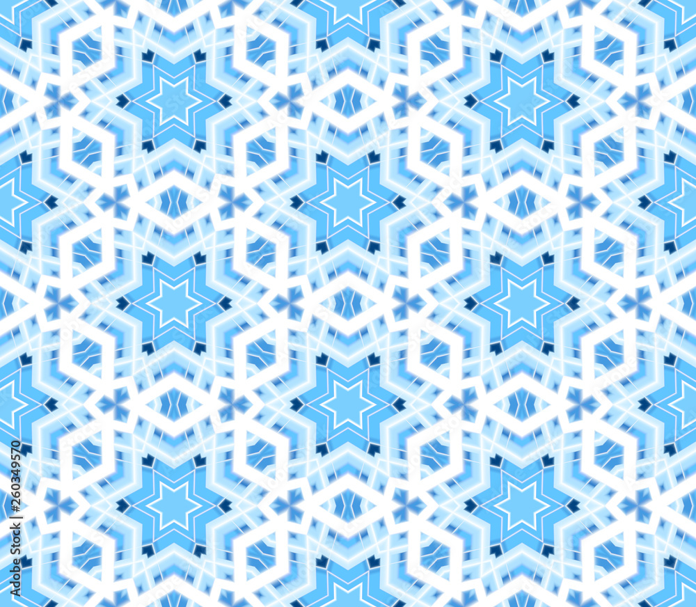 Abstract seamless mosaic with kaleidoscopes. Psychedelic seamless patterns.