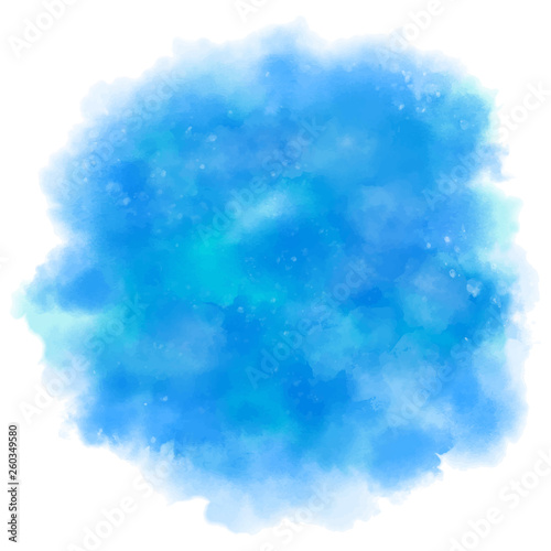 Blue watercolor background. Abstract vector paint splash, isolated on white backdrop. Aquarelle texture.