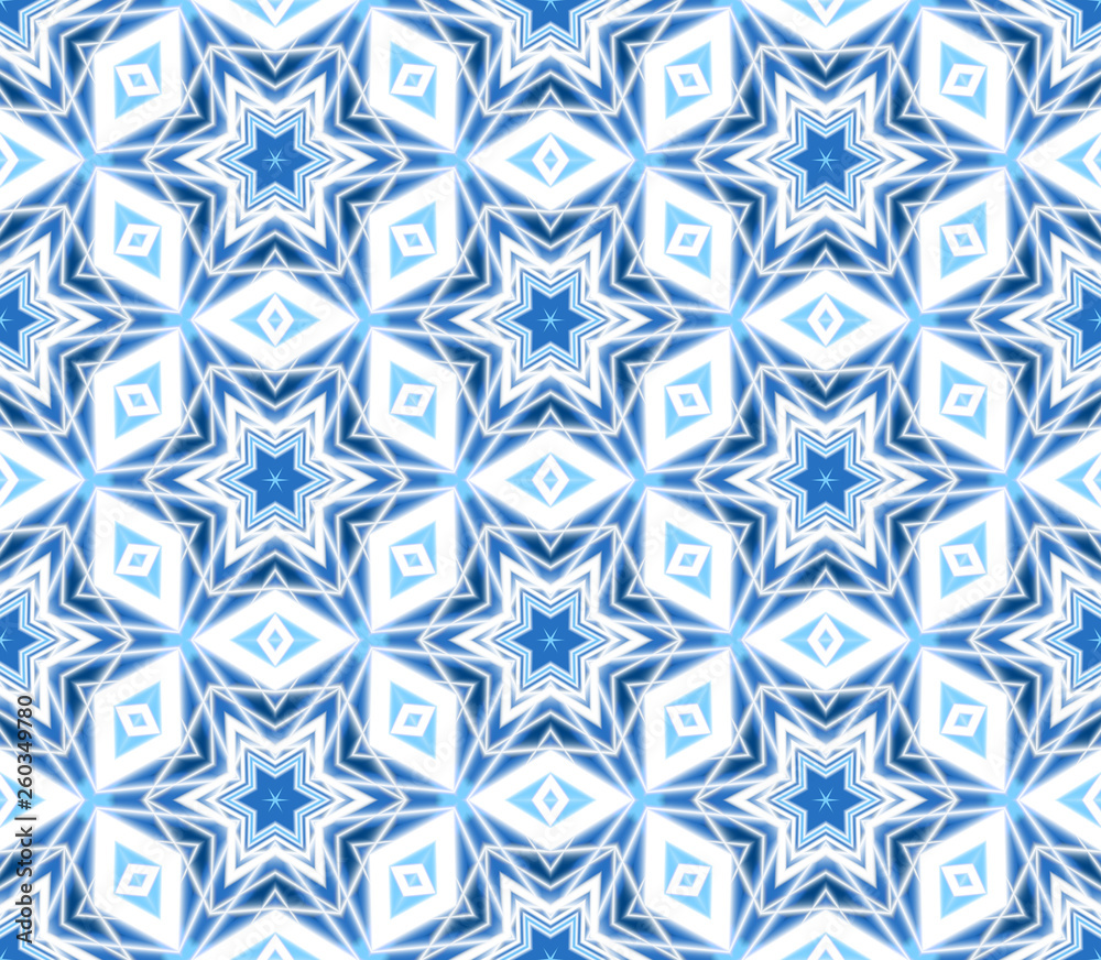 Fototapeta premium Abstract seamless mosaic with kaleidoscopes. Psychedelic seamless patterns.