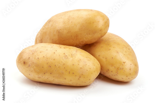 Young Fresh potatoes, organic potato, close-up, isolated on white background
