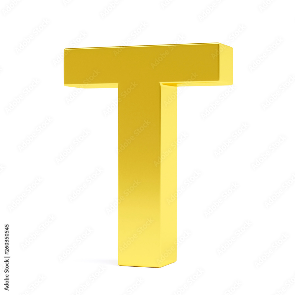 Golden letter T. Collection. 3d image