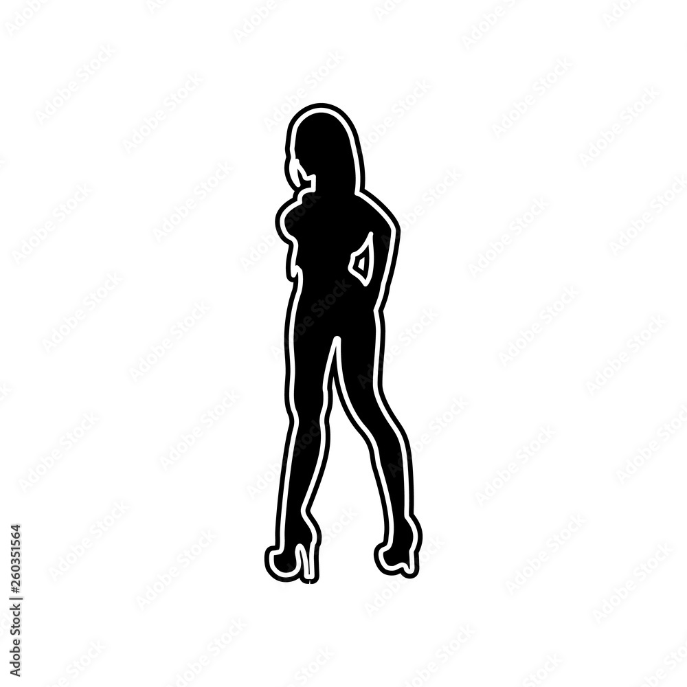 silhouette girl dancer, hand scketch exotic dance icon. Element of Woman for mobile concept and web apps icon. Glyph, flat icon for website design and development, app