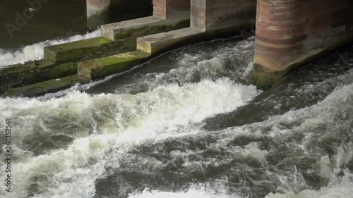 Landscape of an old  dam in slow motion.