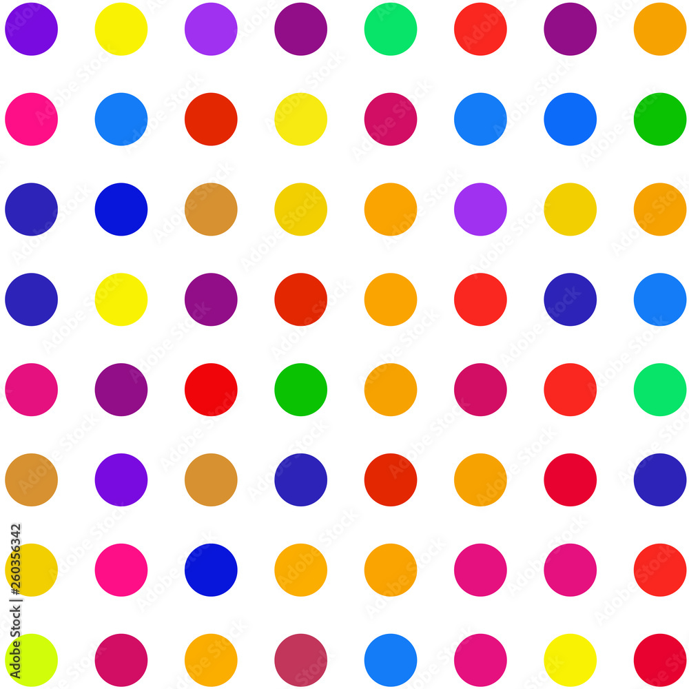 Multicolored circles on a white background