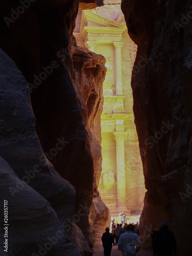 Petra; Raqmu - historic ruins of the ancient, rock city of the Nabatean Arabians. It is located in southwestern Jordan. It is also known as the rose-red city. UNESCO World Heritage list.