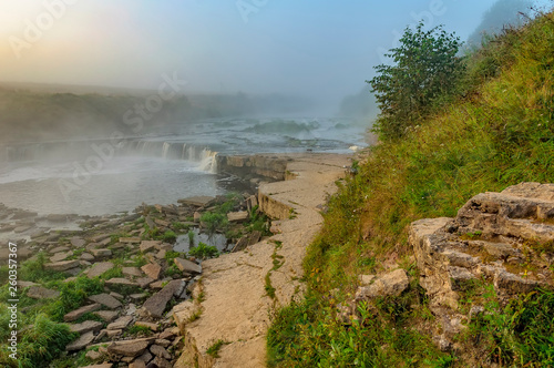 Tosno waterfall, the largest waterfall in Europe — about 30 meters wide and more than 2 meters high.