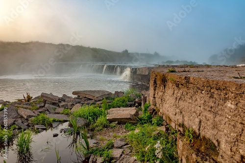 Tosno waterfall, the largest waterfall in Europe — about 30 meters wide and more than 2 meters high. photo