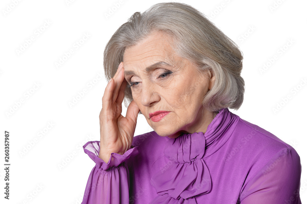 Portrait of thoughtful senior woman with headache Portrait of thoughtful senior woman with headache