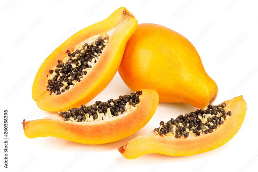 ripe cut papaya isolated on a white background ripe cut papaya isolated on a white background