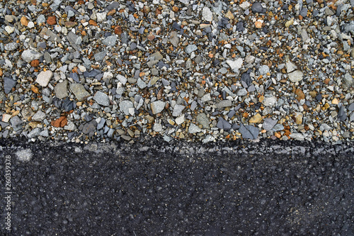 Gravel ground gas an underlay for new asphalt road