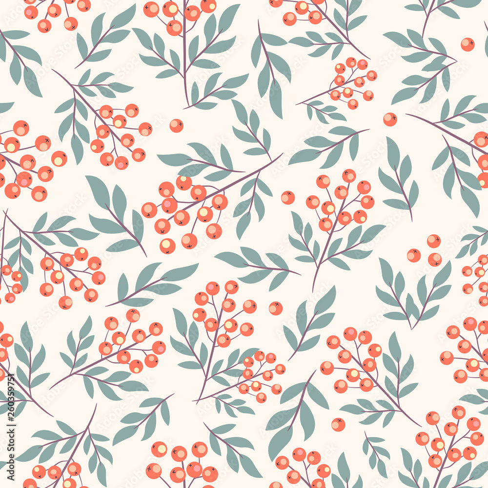 Seamless vector pattern with berries. Can be used for wallpaper, pattern fills, surface textures, fabric prints Seamless vector pattern with berries. Can be used for wallpaper, pattern fills, surface textures, fabric prints