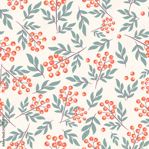 Seamless vector pattern with berries. Can be used for wallpaper, pattern fills, surface textures, fabric prints