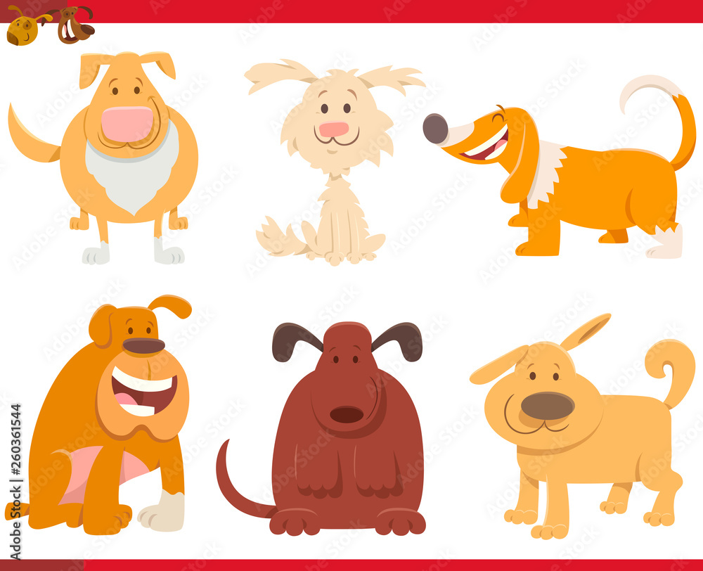 Fototapeta premium dogs or puppies cartoon characters collection