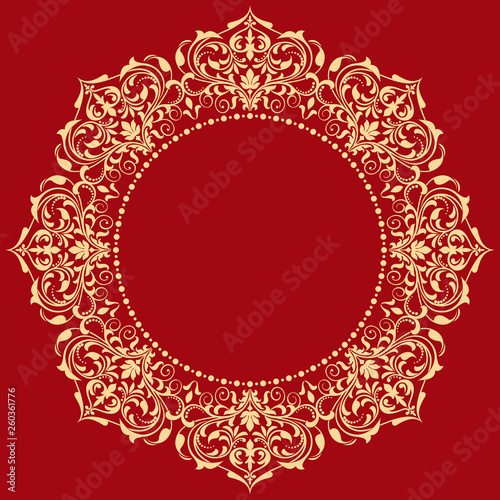 Wallpaper Mural Decorative frame Elegant vector element for design in Eastern style, place for text. Floral golden border. Lace illustration for invitations and greeting cards. Torontodigital.ca