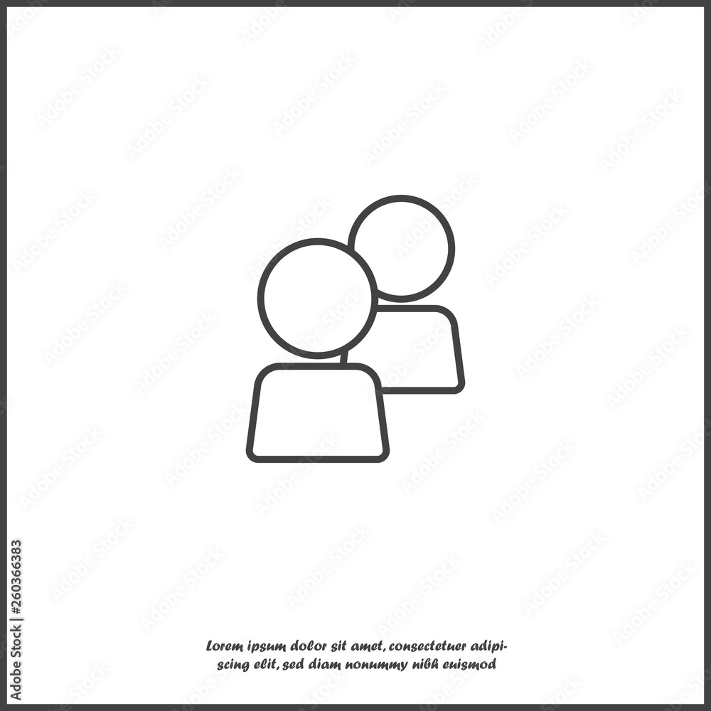 Vector user chat icon. People interaction symbol on white isolated background. Vector user chat icon. People interaction symbol on white isolated background.
