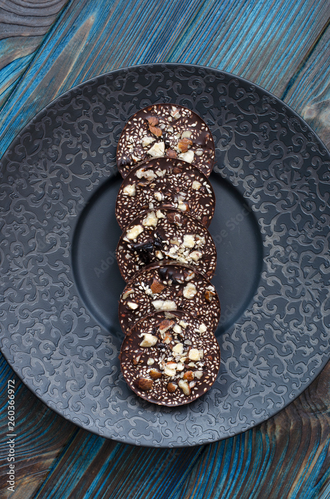 Fototapeta premium Pancakes from spelled flour without eggs for breakfast 