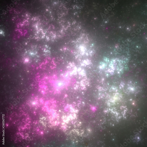Wallpaper Mural Light pink fractal nebula with stars, digital artwork for creative graphic design Torontodigital.ca