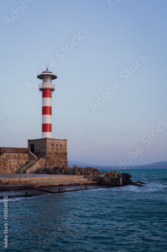 Lighthouse in port Burgas, Black Sea, Bulgaria. - Image
