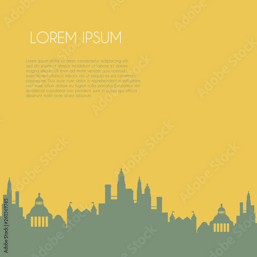 Vector illustration of city silhouette  with place for your text. Template for business card  poster and banner