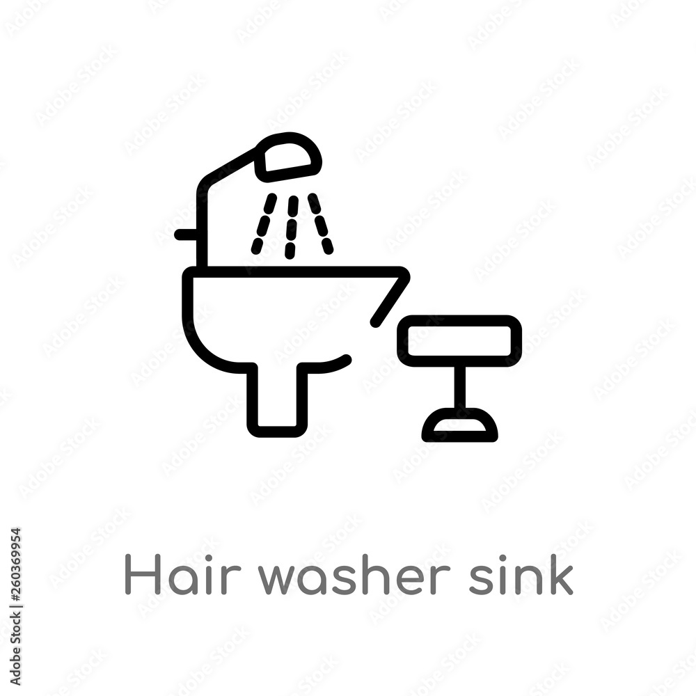 outline hair washer sink vector icon. isolated black simple line element illustration from beauty concept. editable vector stroke hair washer sink icon on white background