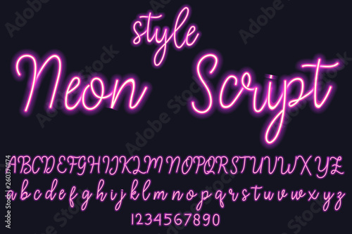 Neon Script Style Alphabet