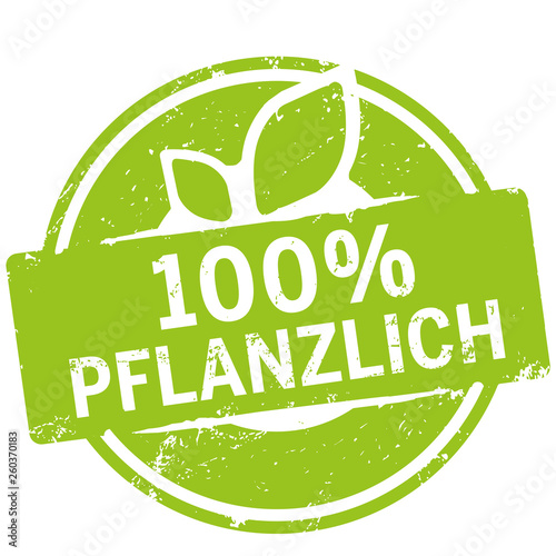 grünes siegel 100% Pflanzlich mit Blättern