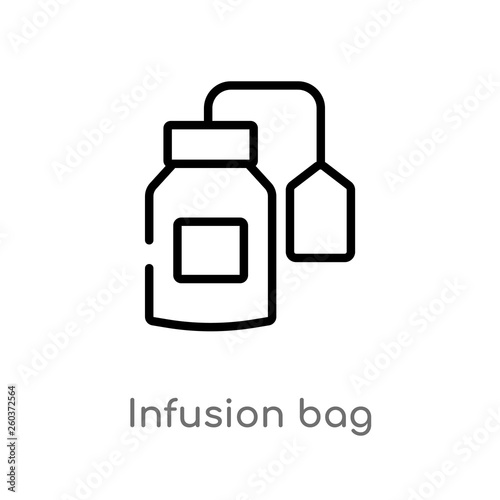 outline infusion bag vector icon. isolated black simple line element illustration from bistro and restaurant concept. editable vector stroke infusion bag icon on white background