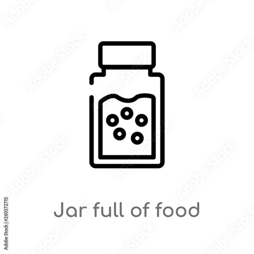 outline jar full of food vector icon. isolated black simple line element illustration from bistro and restaurant concept. editable vector stroke jar full of food icon on white background