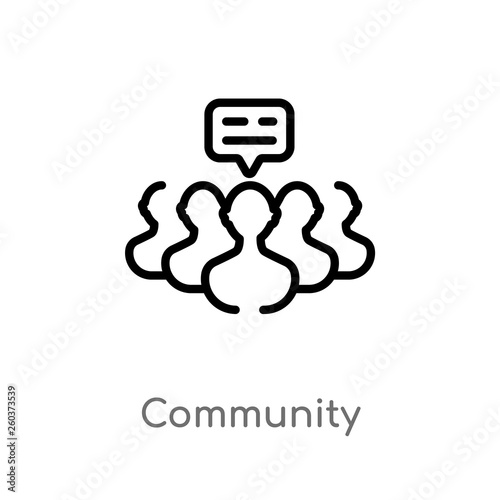 outline community vector icon. isolated black simple line element illustration from blogger and influencer concept. editable vector stroke community icon on white background