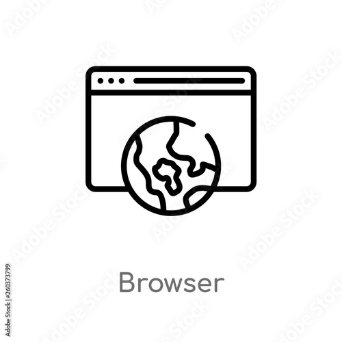 outline browser vector icon. isolated black simple line element illustration from blogger and influencer concept. editable vector stroke browser icon on white background