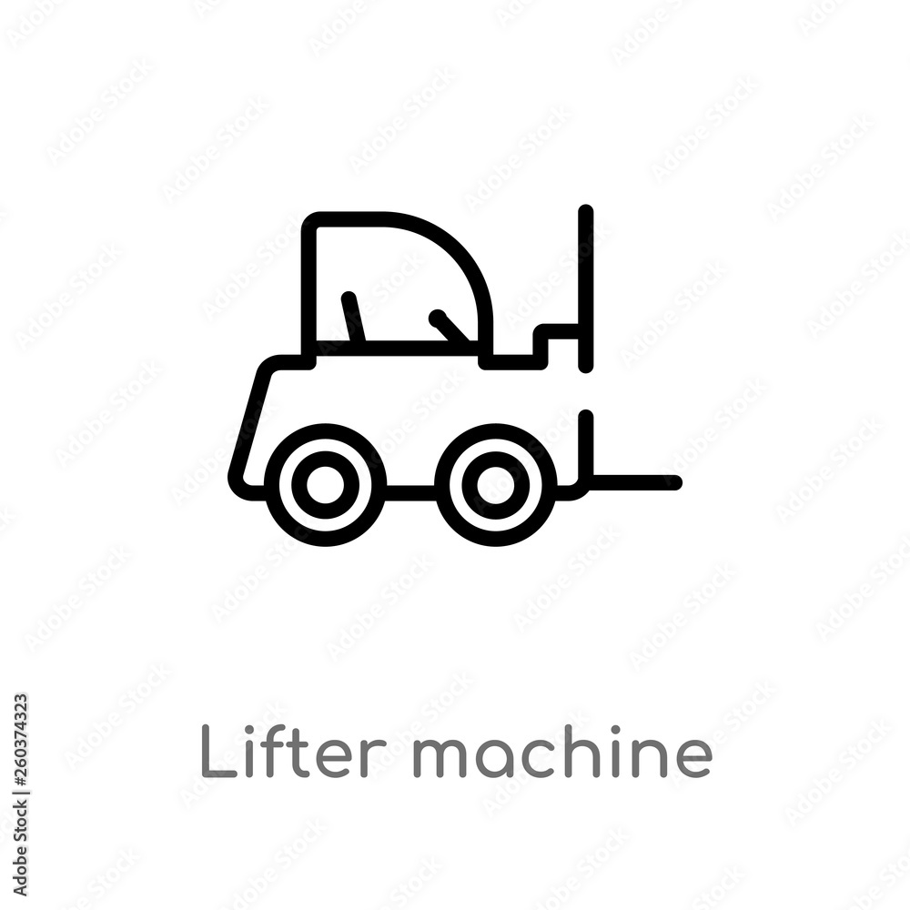 outline lifter machine vector icon. isolated black simple line element illustration from buildings concept. editable vector stroke lifter machine icon on white background