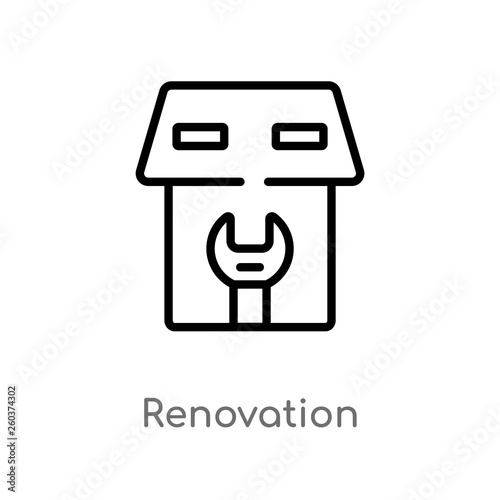 outline renovation vector icon. isolated black simple line element illustration from buildings concept. editable vector stroke renovation icon on white background