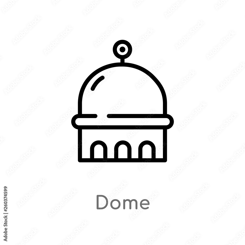 outline dome vector icon. isolated black simple line element illustration from buildings concept. editable vector stroke dome icon on white background