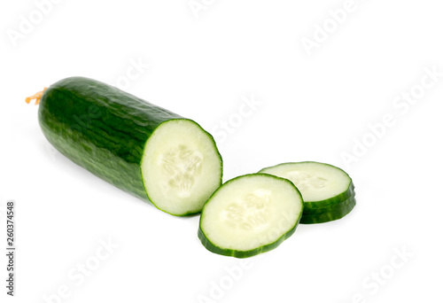 .sliced â€‹â€‹cucumber rings on a white background