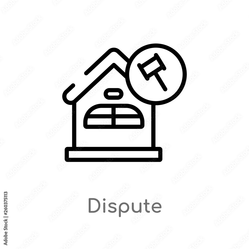 outline dispute vector icon. isolated black simple line element illustration from buildings concept. editable vector stroke dispute icon on white background outline dispute vector icon. isolated black simple line element illustration from buildings concept. editable vector stroke dispute icon on white background