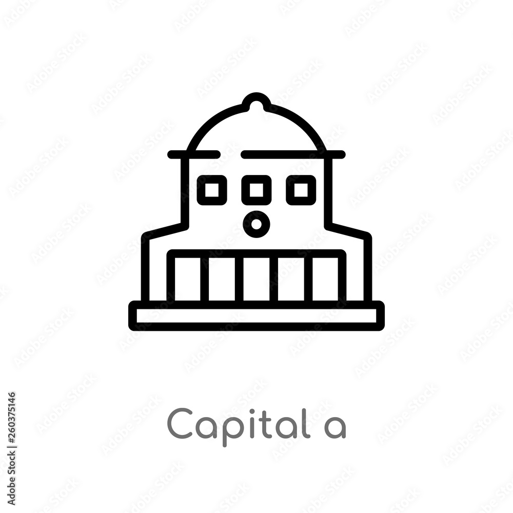 outline capital a vector icon. isolated black simple line element illustration from buildings concept. editable vector stroke capital a icon on white background