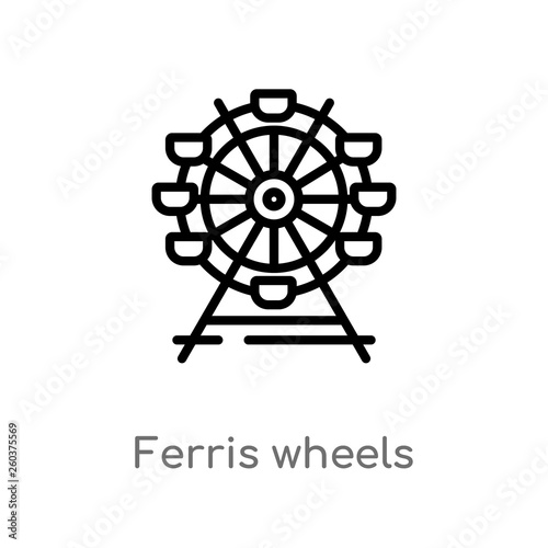 outline ferris wheels vector icon. isolated black simple line element illustration from business concept. editable vector stroke ferris wheels icon on white background