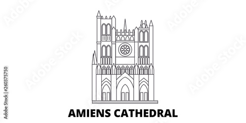France, Amiens Cathedral  flat travel skyline set. France, Amiens Cathedral  black city vector panorama, illustration, travel sights, landmarks, streets. photo