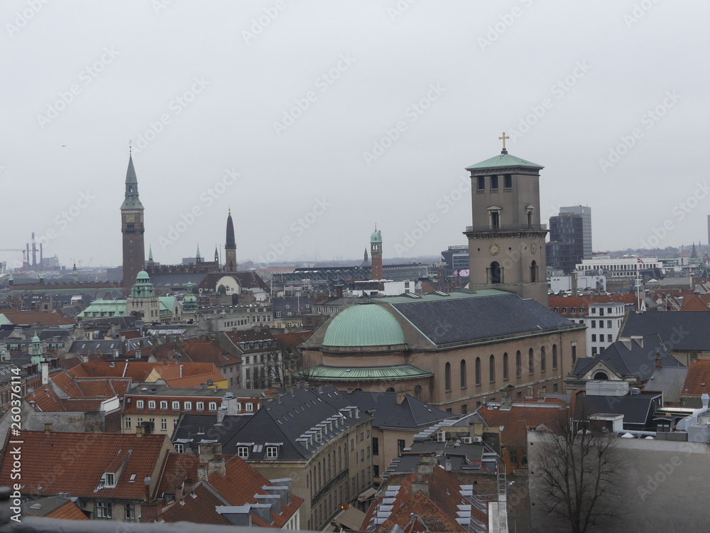 Obraz premium Panorama of the city. View of the city from a height. Historical real estate of the city. View from the city tower on the city.