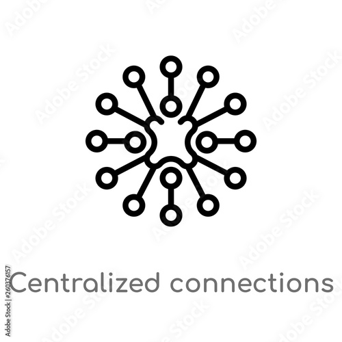 outline centralized connections vector icon. isolated black simple line element illustration from business concept. editable vector stroke centralized connections icon on white background
