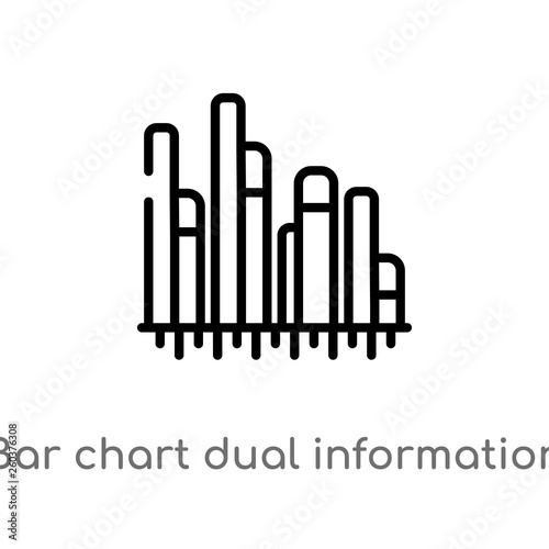 outline bar chart dual information vector icon. isolated black simple line element illustration from business concept. editable vector stroke bar chart dual information icon on white background