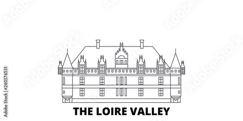 France, The Loire Valley Landmark flat travel skyline set. France, The Loire Valley Landmark black city vector panorama, illustration, travel sights, landmarks, streets.