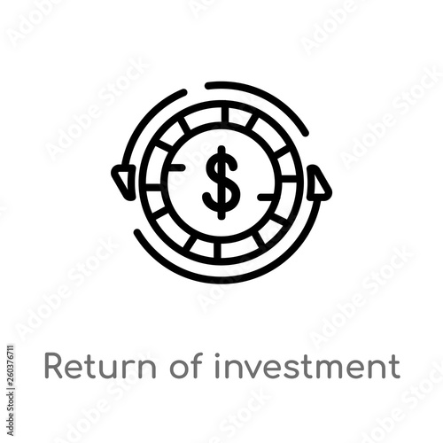outline return of investment vector icon. isolated black simple line element illustration from business concept. editable vector stroke return of investment icon on white background