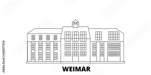 Germany, Weimar,Bauhaus flat travel skyline set. Germany, Weimar,Bauhaus black city vector panorama, illustration, travel sights, landmarks, streets.