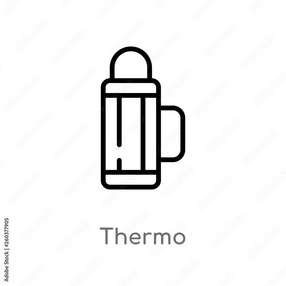 outline thermo vector icon. isolated black simple line element illustration from camping concept. editable vector stroke thermo icon on white background outline thermo vector icon. isolated black simple line element illustration from camping concept. editable vector stroke thermo icon on white background