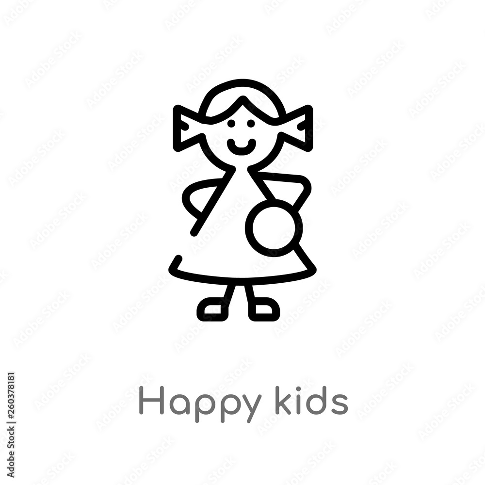 outline happy kids vector icon. isolated black simple line element illustration from charity concept. editable vector stroke happy kids icon on white background