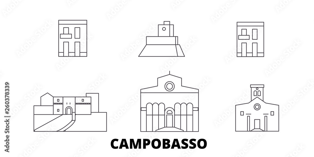 Vecteur Stock Italy, Campobasso flat travel skyline set. Italy ...