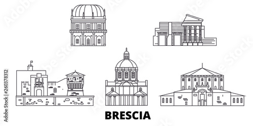 Italy, Brescia flat travel skyline set. Italy, Brescia black city vector panorama, illustration, travel sights, landmarks, streets. photo