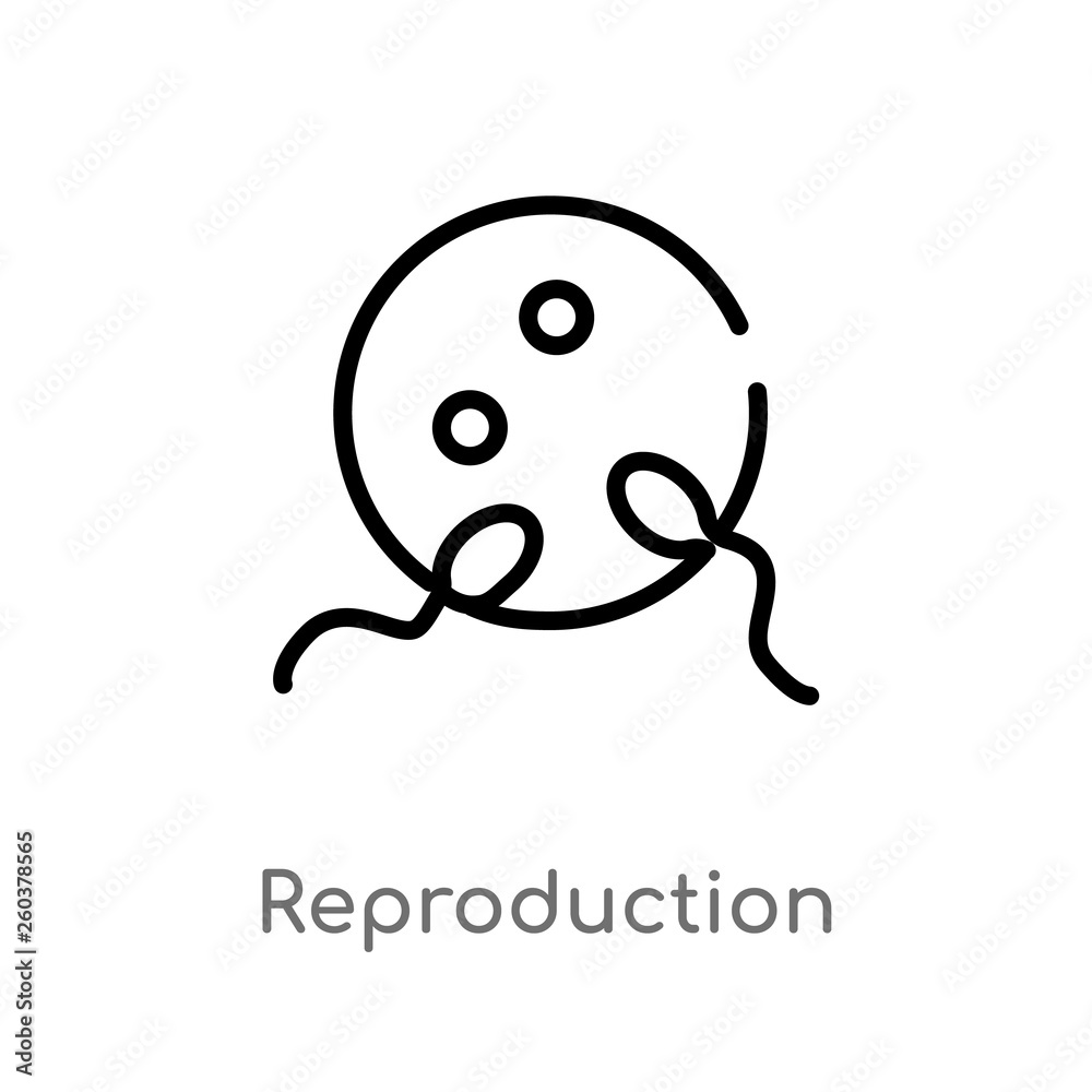 Obraz premium outline reproduction vector icon. isolated black simple line element illustration from chemistry concept. editable vector stroke reproduction icon on white background